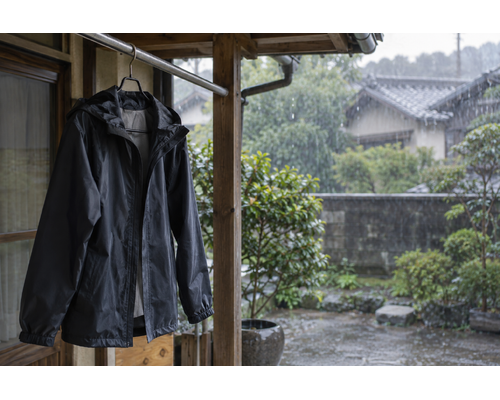 雨具は、使った後まで。