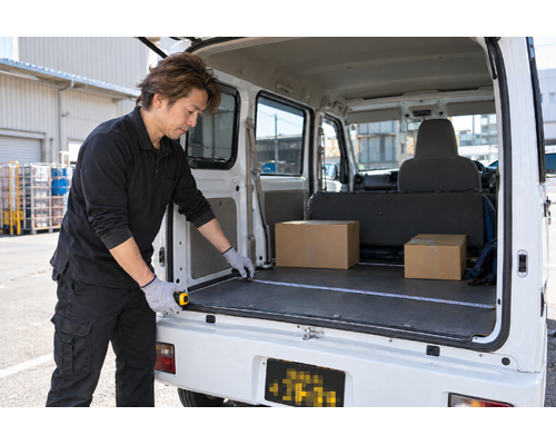チャーター便のご相談、荷室の寸法も添えてに関連する軽貨物配送の作業風景