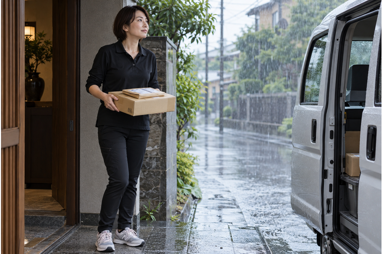 雨天安全の作業風景