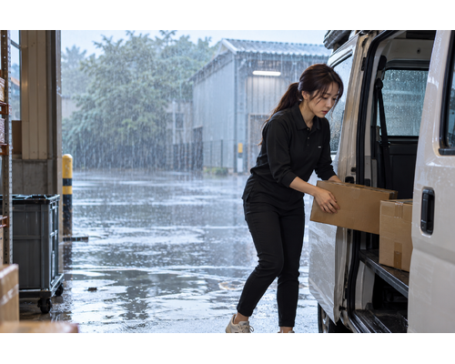 大雨安全の作業風景