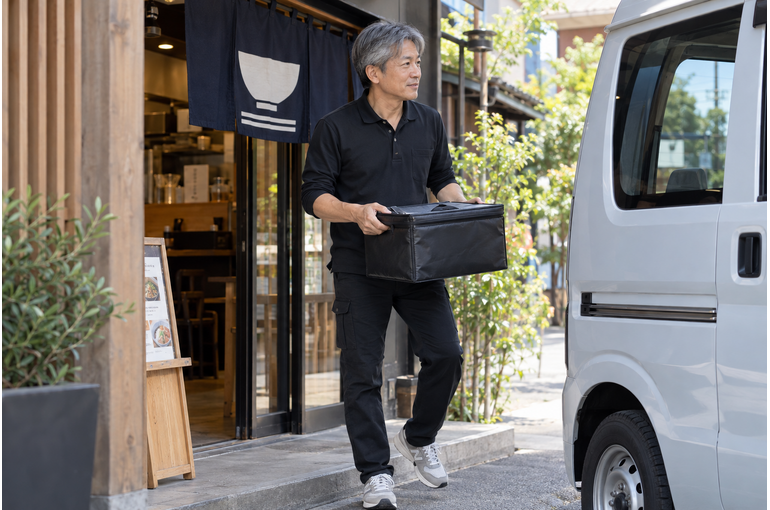 お弁当配送の作業風景