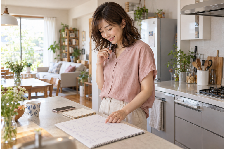 副業を始める予定を確認する女性