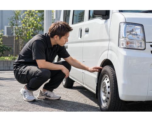 配送前のタイヤ確認。荷物を積む前に見ておきたい足元