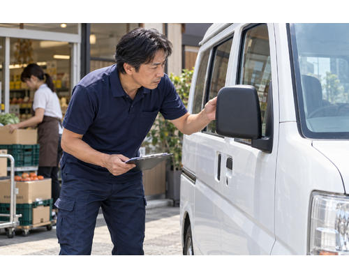 軽バンの死角、ミラーだけで見えているつもりにならない