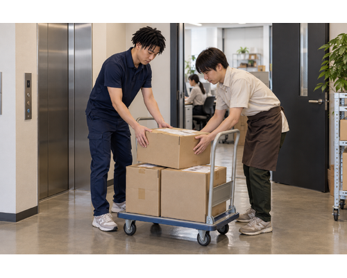 搬入作業のスポット。荷物を積まない仕事もあります