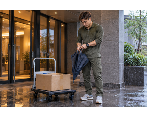 雨の日の納品。段ボールを濡らさない動線を先に考える