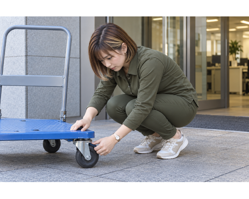 台車を使う前に、車輪と荷物の安定を確認しよう