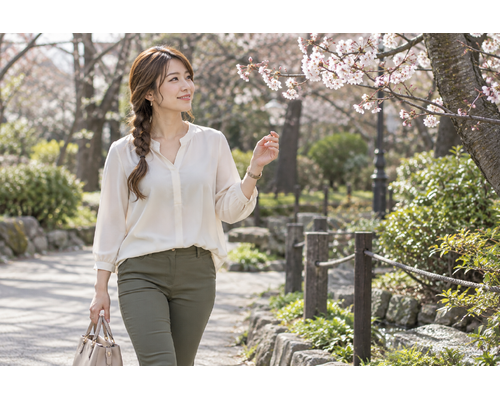 東京で桜の開花。景色に見とれず、交差点の人の動きに注意