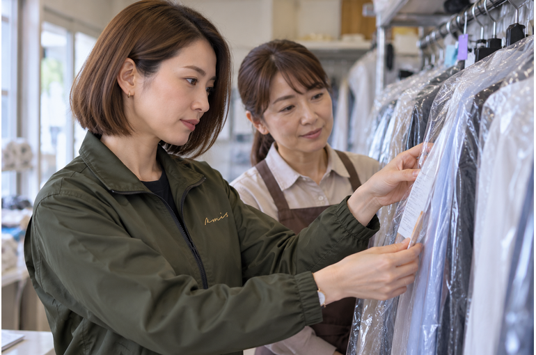 朝から動くクリーニング製品配送、着車地を選んで相談を