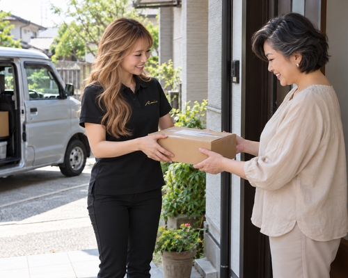 青葉区の個人宅配送をイメージした荷物の受渡し