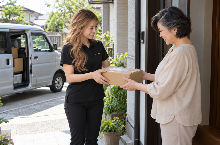 青葉区の個人宅配送をイメージした荷物の受渡し