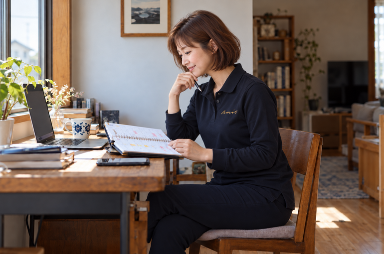週の予定を確認する女性ドライバー